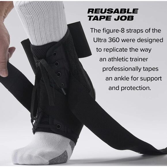 Ultra 360 Black Lace-Up Ankle Brace Ankle Support & Adjustable Compression Small - Picture 4 of 11